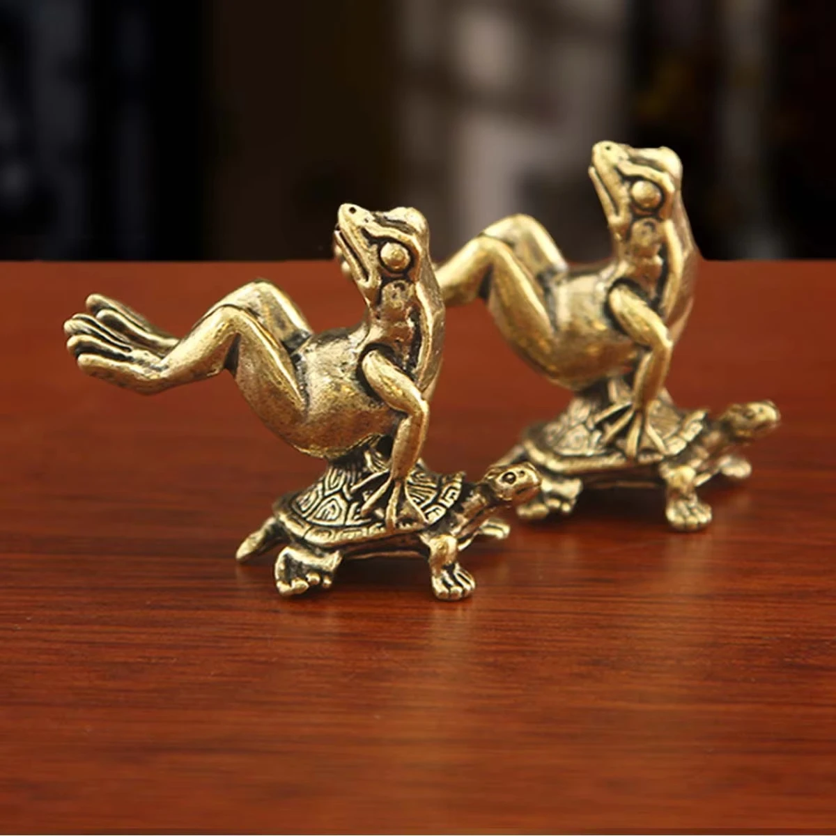 Solid Brass Moments Christmas Ornament Frog and Turtle Figurine Small House Decoration Animal Figurines Chihuahua Sculpture