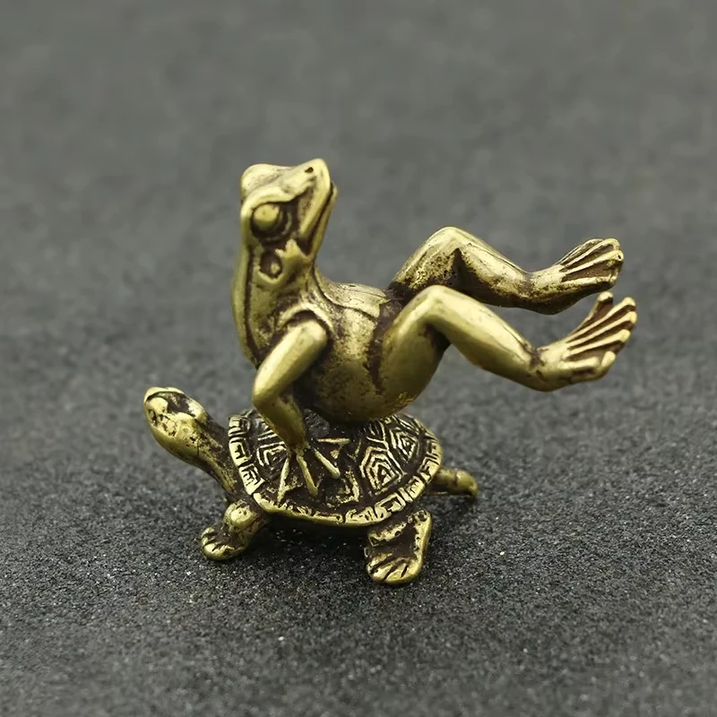 Solid Brass Moments Christmas Ornament Frog and Turtle Figurine Small House Decoration Animal Figurines Chihuahua Sculpture