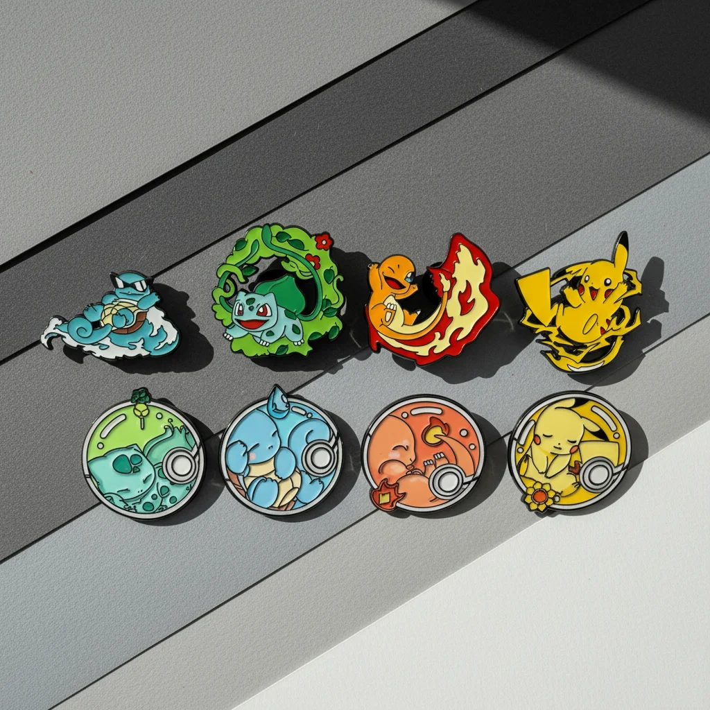 8 Pcs Anime The Pokemon Cartoon Brooch Christmas Character Enamel Pin Backpack Clothing Jewelry Metal Badge Accessories Gift