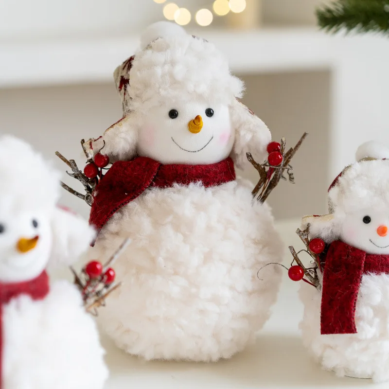 Home Decoration New Plush Knitted Christmas Snowman Doll Ornament Christmas Desktop Atmosphere Ornament