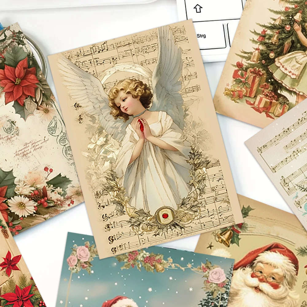 48pcs, Retro Christmas Postcard Set - with Stickers, Christmas/Anniversary Gifts, Collectibles, Suitable for Gift-Giving.