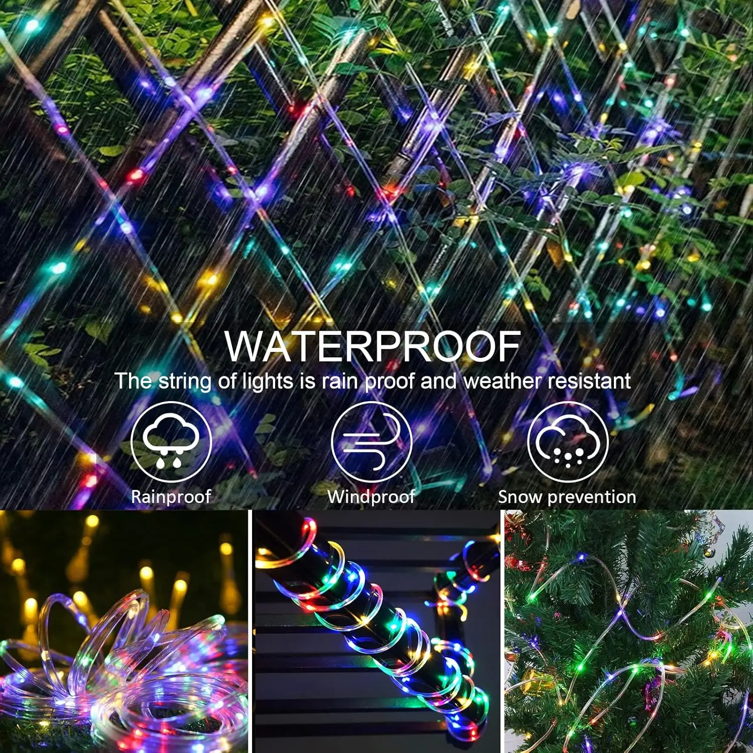 Solar PVC Tube Rope Led Fairy Light Outdoor Garden Christmas Decoration Xmas Tree Wedding LED Garland WaterProof String Lights