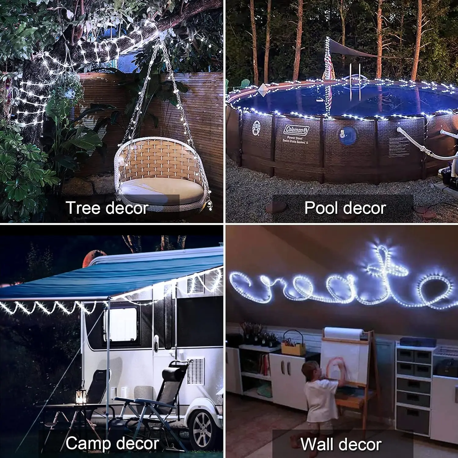 Solar PVC Tube Rope Led Fairy Light Outdoor Garden Christmas Decoration Xmas Tree Wedding LED Garland WaterProof String Lights