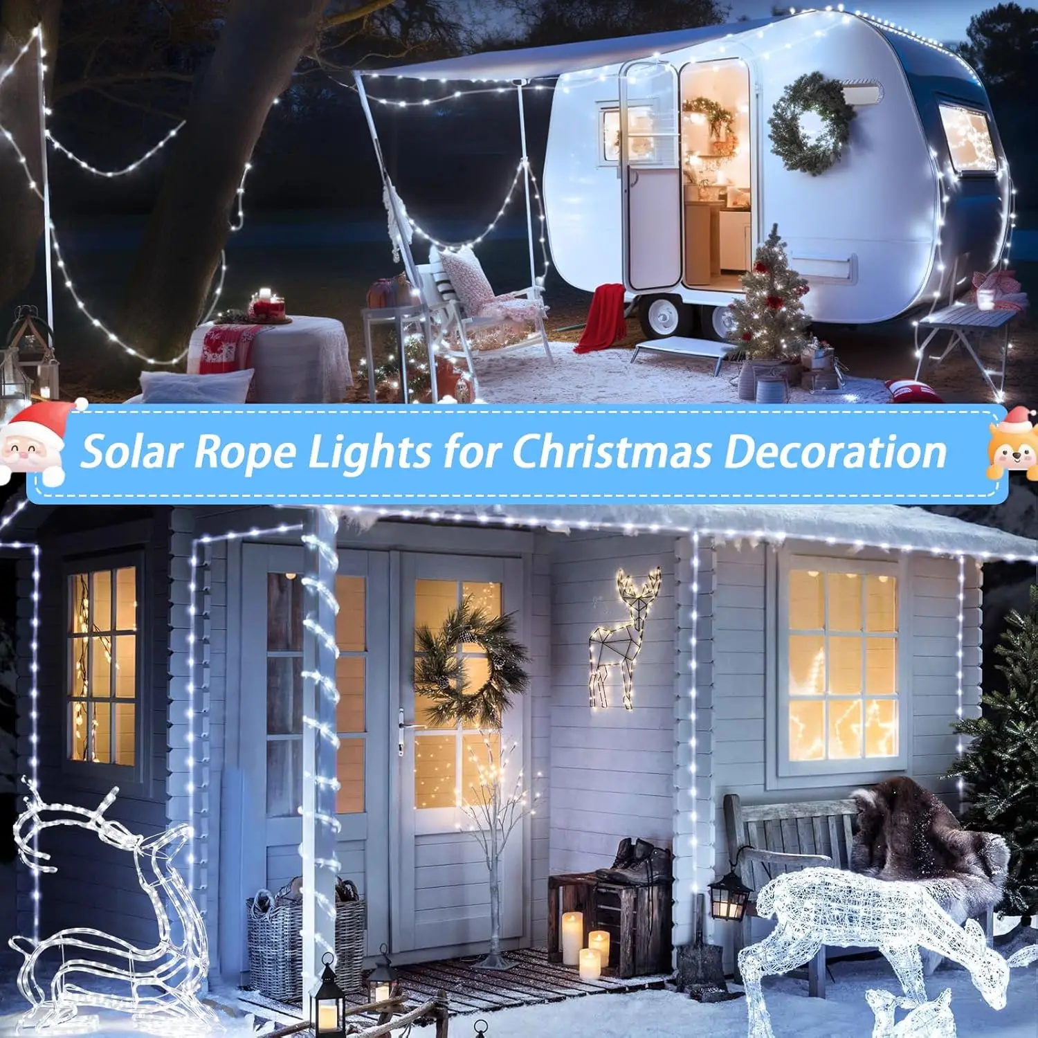 Solar PVC Tube Rope Led Fairy Light Outdoor Garden Christmas Decoration Xmas Tree Wedding LED Garland WaterProof String Lights