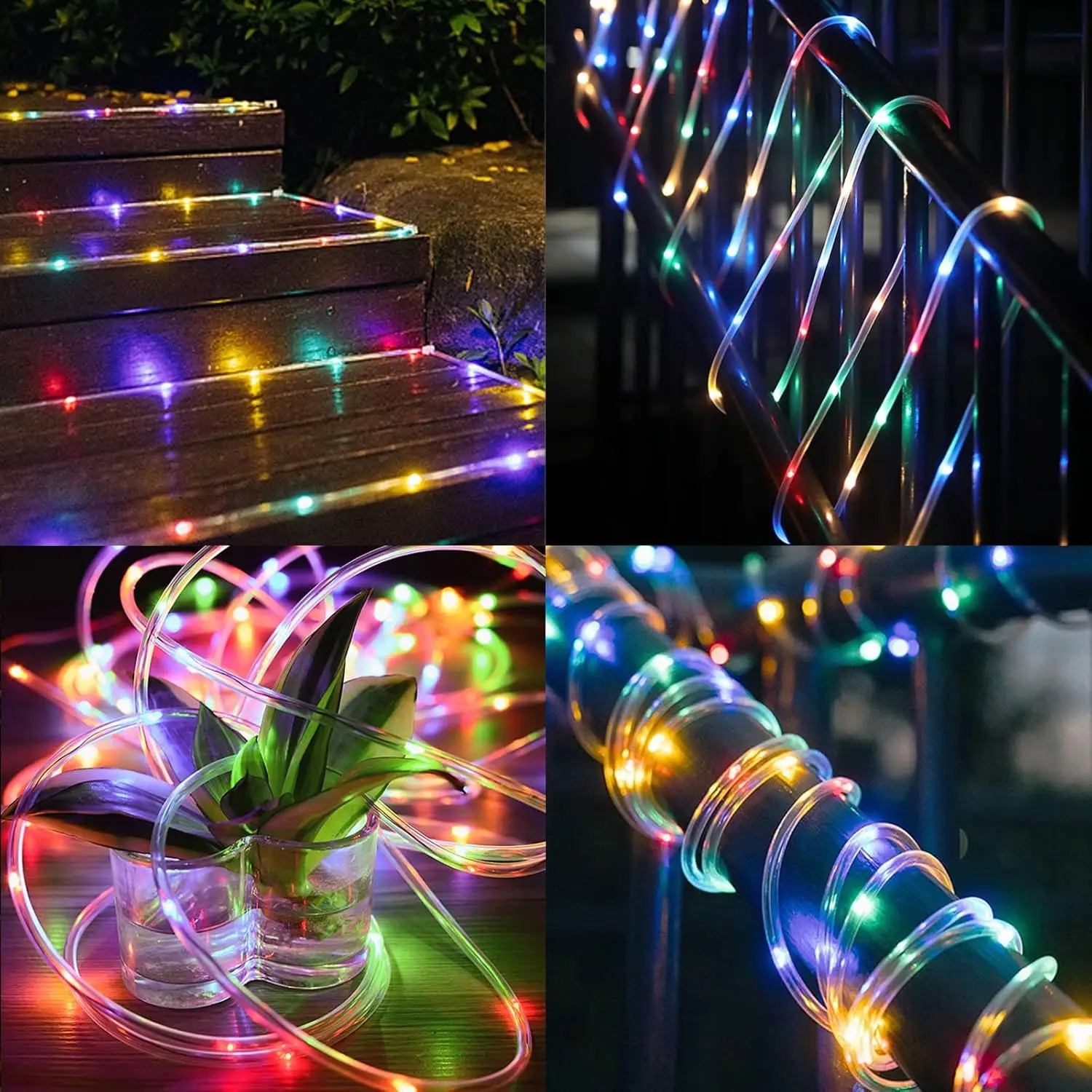 Solar PVC Tube Rope Led Fairy Light Outdoor Garden Christmas Decoration Xmas Tree Wedding LED Garland WaterProof String Lights