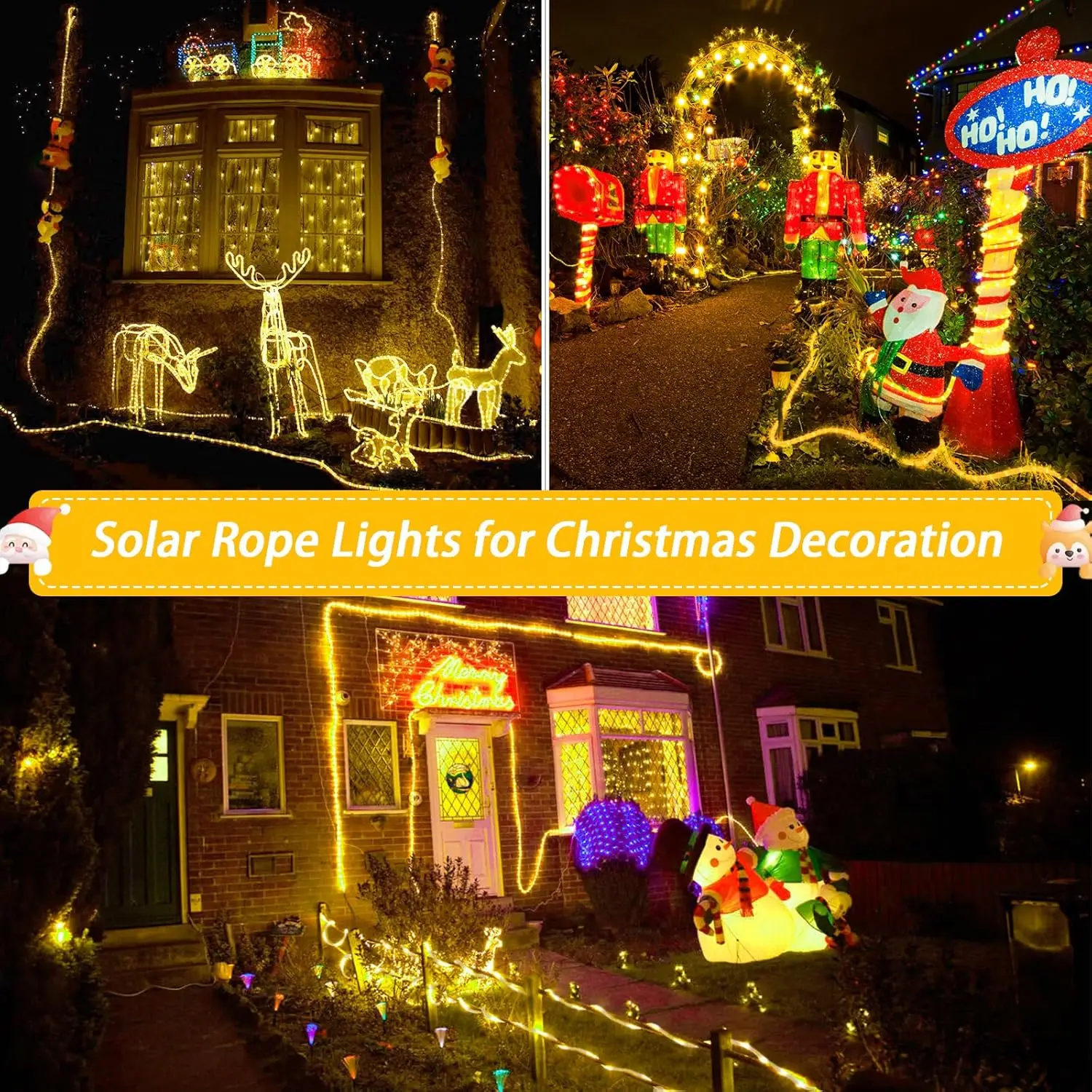 Solar PVC Tube Rope Led Fairy Light Outdoor Garden Christmas Decoration Xmas Tree Wedding LED Garland WaterProof String Lights