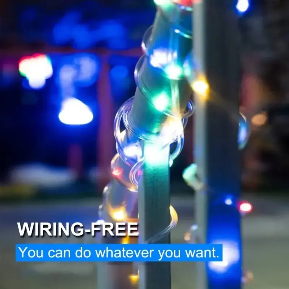 Solar PVC Tube Rope Led Fairy Light Outdoor Garden Christmas Decoration Xmas Tree Wedding LED Garland WaterProof String Lights