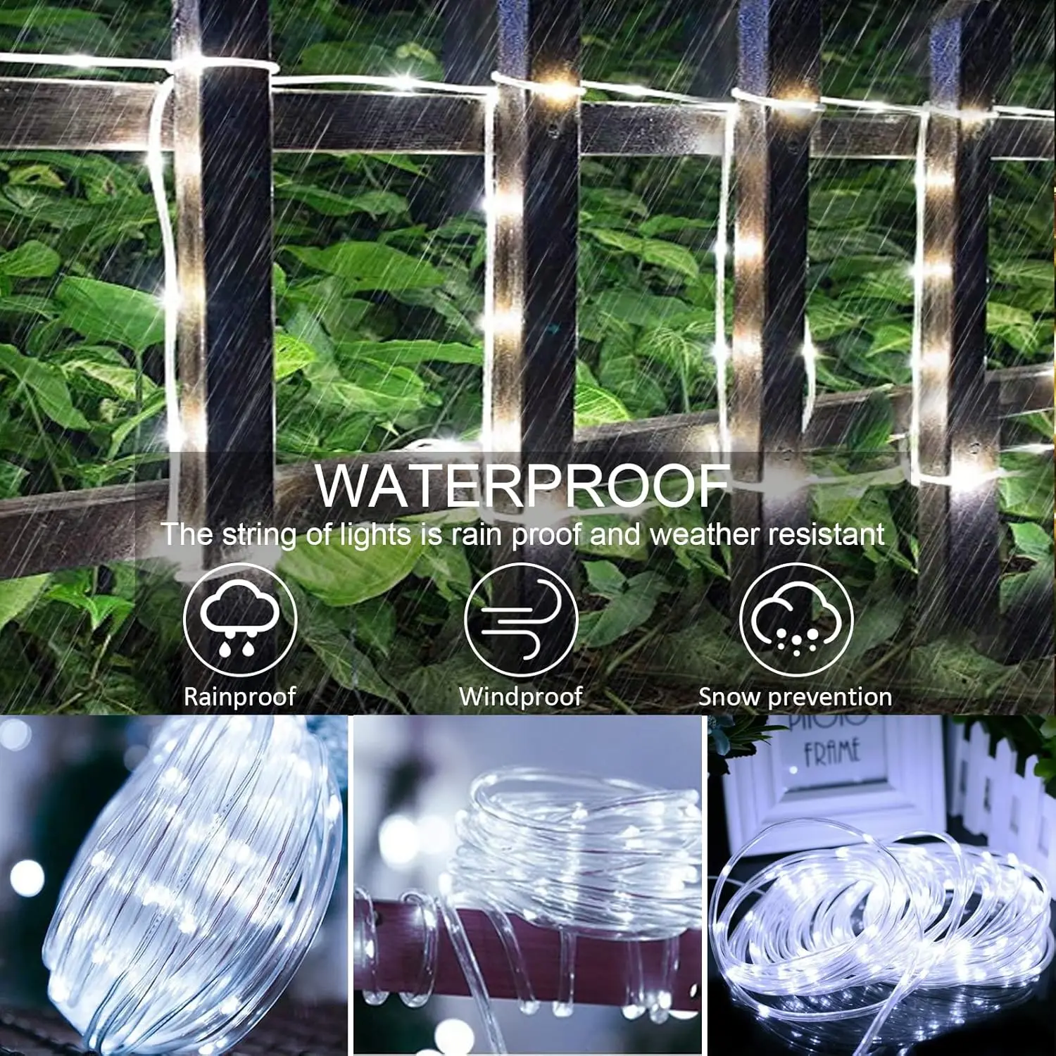 Solar PVC Tube Rope Led Fairy Light Outdoor Garden Christmas Decoration Xmas Tree Wedding LED Garland WaterProof String Lights