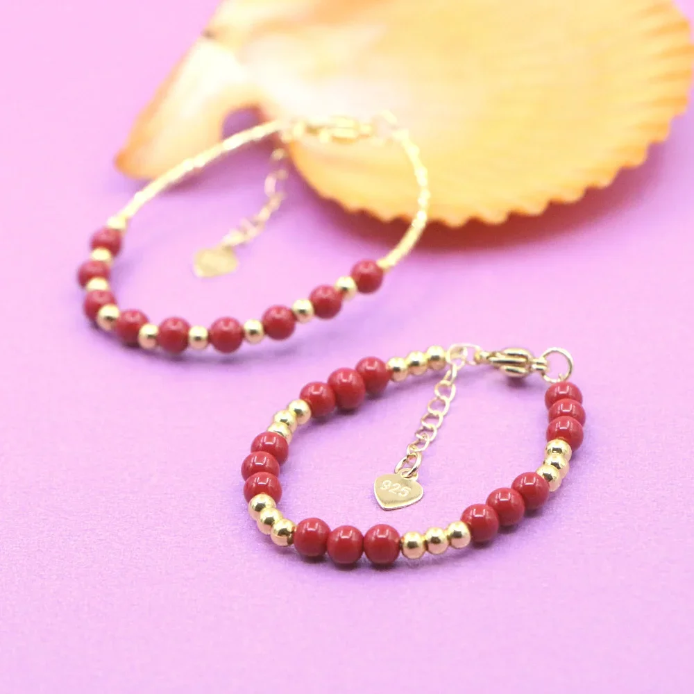 Charm Lovely Red Bracelet Baby Girls Lobster Clasp Pearl Beads Accessories Girls Yoga Christmas Wedding Gift Jewelry Fashion