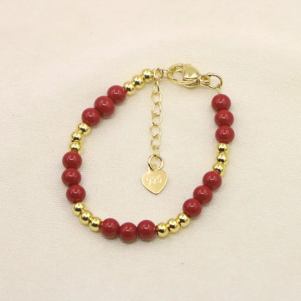 Charm Lovely Red Bracelet Baby Girls Lobster Clasp Pearl Beads Accessories Girls Yoga Christmas Wedding Gift Jewelry Fashion