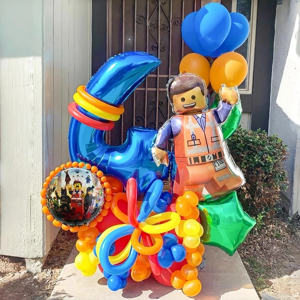 Cartoon Building Block Themed Party Balloon Set Colorful Latex Balloons for Baby Shower Kids Birthday Christmas Decorations