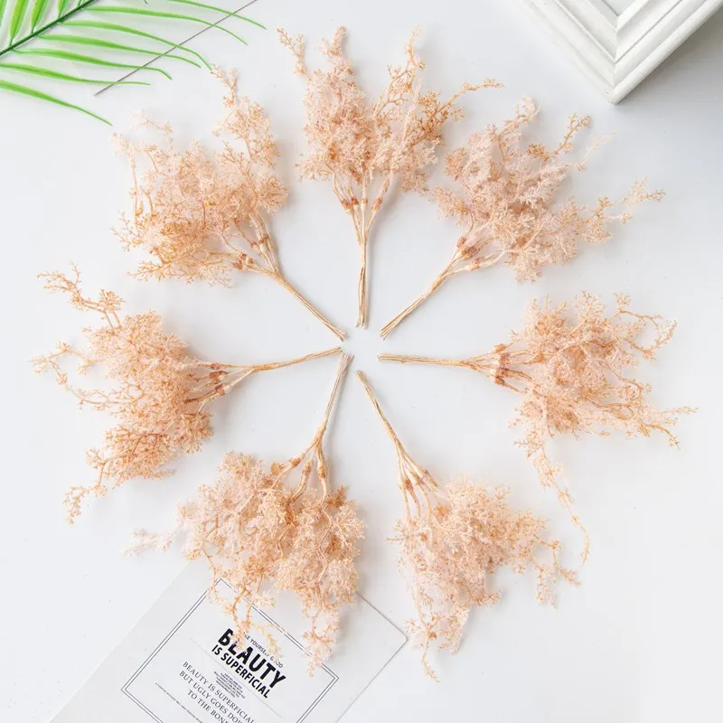 6Pcs Artificial Plants Golden Silvery Branch For Home Windowsill Bonsai Christmas Tree Wreaths Accessory Wedding Arch Decoration