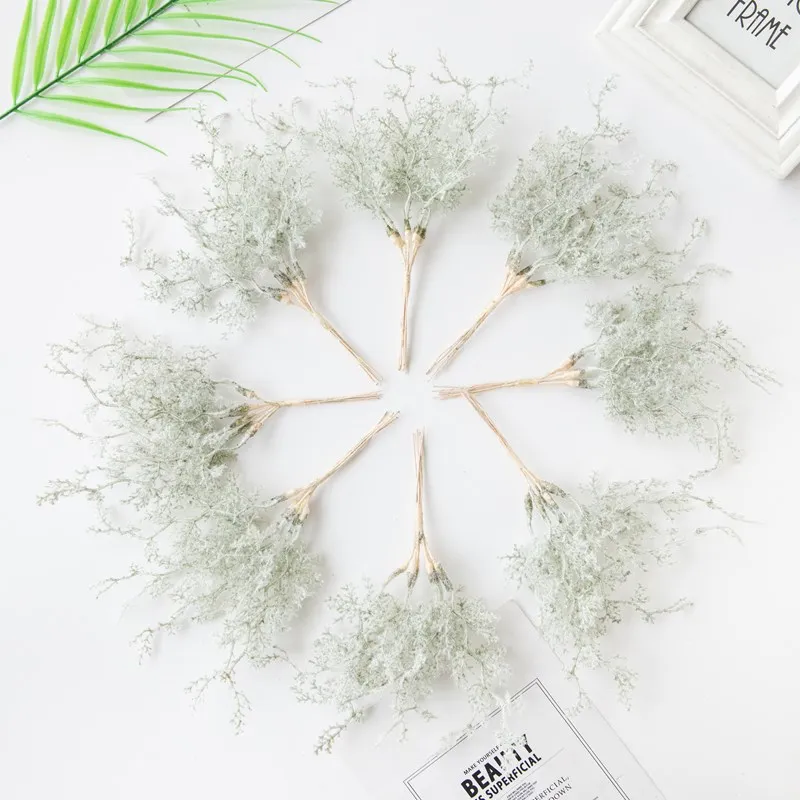 6Pcs Artificial Plants Golden Silvery Branch For Home Windowsill Bonsai Christmas Tree Wreaths Accessory Wedding Arch Decoration