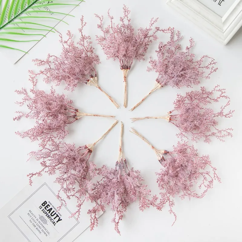 6Pcs Artificial Plants Golden Silvery Branch For Home Windowsill Bonsai Christmas Tree Wreaths Accessory Wedding Arch Decoration