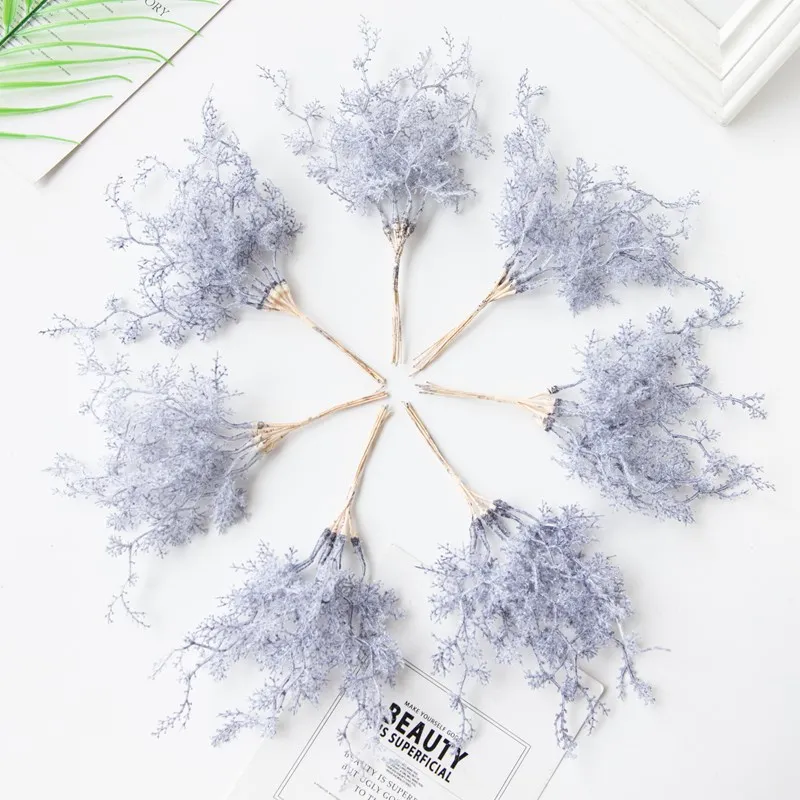 6Pcs Artificial Plants Golden Silvery Branch For Home Windowsill Bonsai Christmas Tree Wreaths Accessory Wedding Arch Decoration