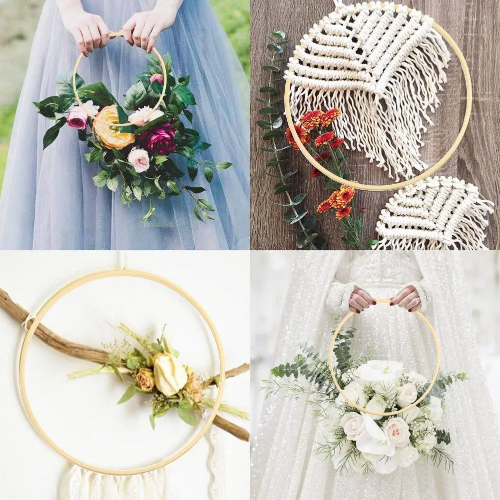 10Pcs 10/15/18/20/23/30cm Wooden Ring Bamboo Hoop Frame DIY Wreath Decorative Circle Craft Tools Wedding Christmas Decoration