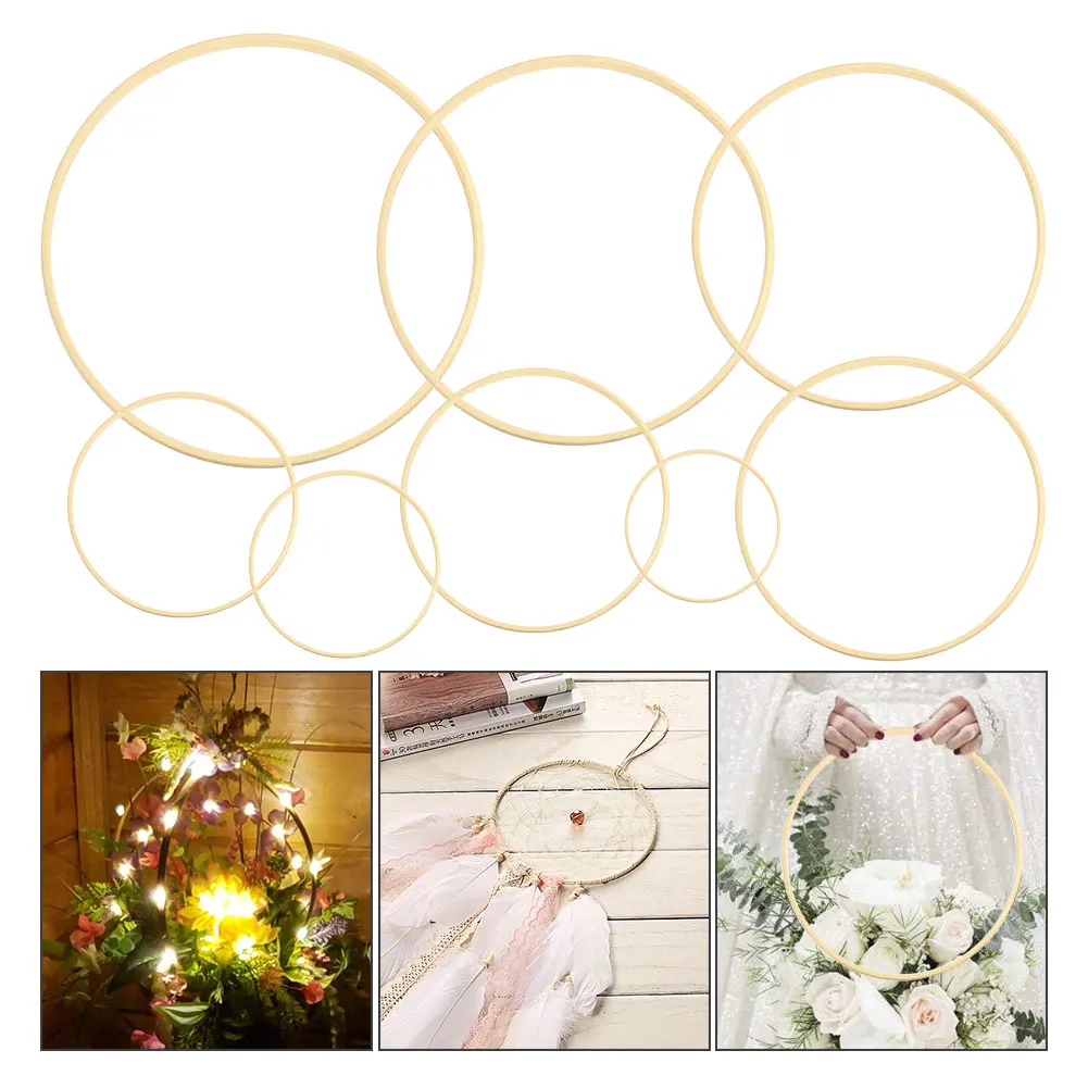 10Pcs 10/15/18/20/23/30cm Wooden Ring Bamboo Hoop Frame DIY Wreath Decorative Circle Craft Tools Wedding Christmas Decoration