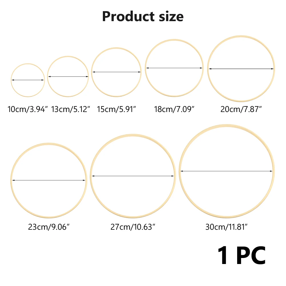 10Pcs 10/15/18/20/23/30cm Wooden Ring Bamboo Hoop Frame DIY Wreath Decorative Circle Craft Tools Wedding Christmas Decoration
