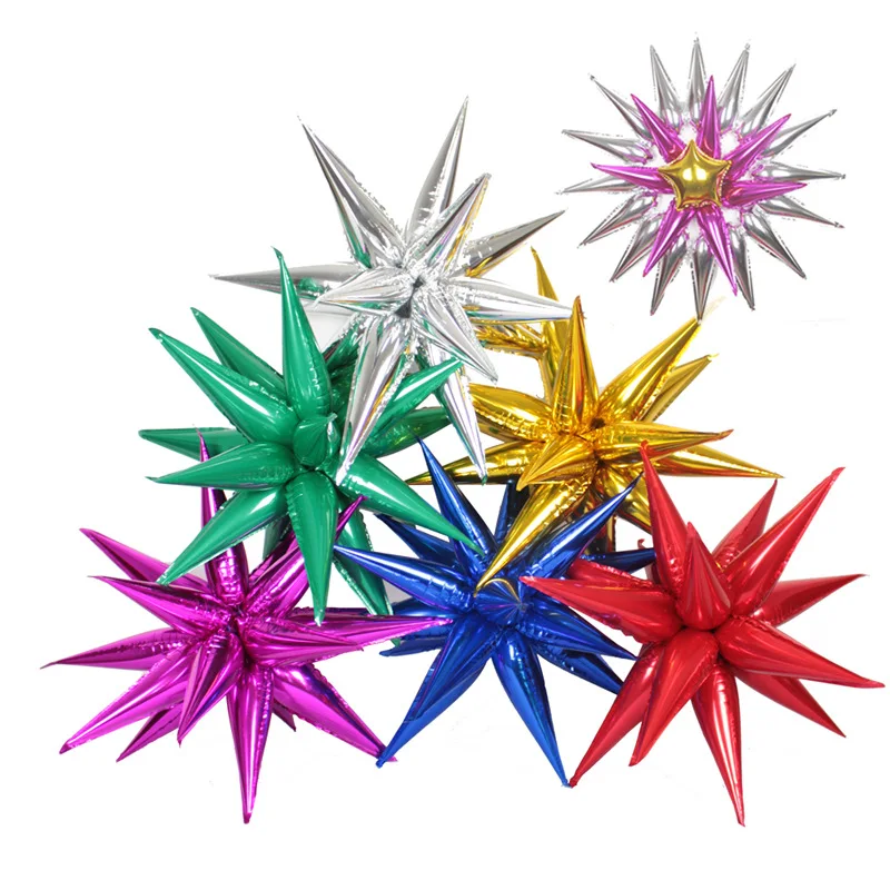 8/10/12Pcs Silver Gold Rose Red Blue Star Starburst Foil Balloons Cone Foil Balloons Birthday Wedding Christmas  Party Decor