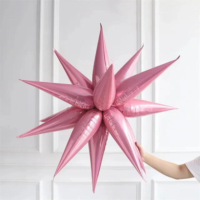 8/10/12Pcs Silver Gold Rose Red Blue Star Starburst Foil Balloons Cone Foil Balloons Birthday Wedding Christmas  Party Decor