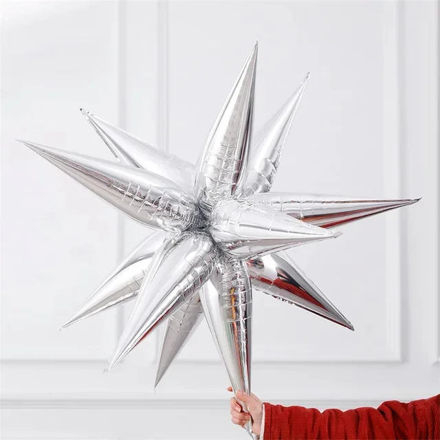 8/10/12Pcs Silver Gold Rose Red Blue Star Starburst Foil Balloons Cone Foil Balloons Birthday Wedding Christmas  Party Decor