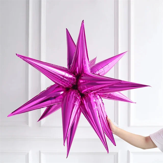 8/10/12Pcs Silver Gold Rose Red Blue Star Starburst Foil Balloons Cone Foil Balloons Birthday Wedding Christmas  Party Decor