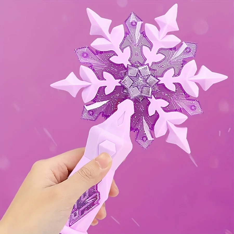 Princess Snow Wand Toy Snowflake Light Sound Sticks Kid Cosplay Fairy Girls Glowing Wands Christmas Halloween Children Toys