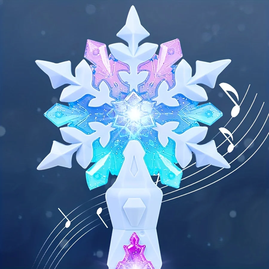 Princess Snow Wand Toy Snowflake Light Sound Sticks Kid Cosplay Fairy Girls Glowing Wands Christmas Halloween Children Toys