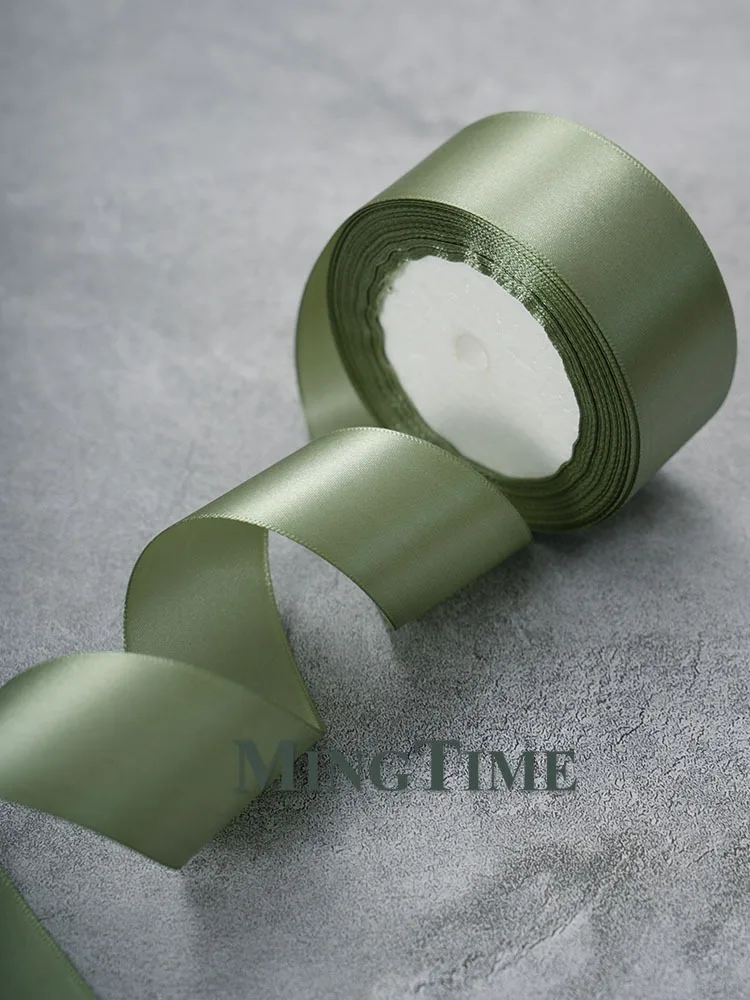 Satin Ribbon 22.8Meters 50mm 38mm 25mm 15mm 10mm 6mm Sage Gold Gift Wrap Bow Crafts Materials Christmas Wedding Party Decoration