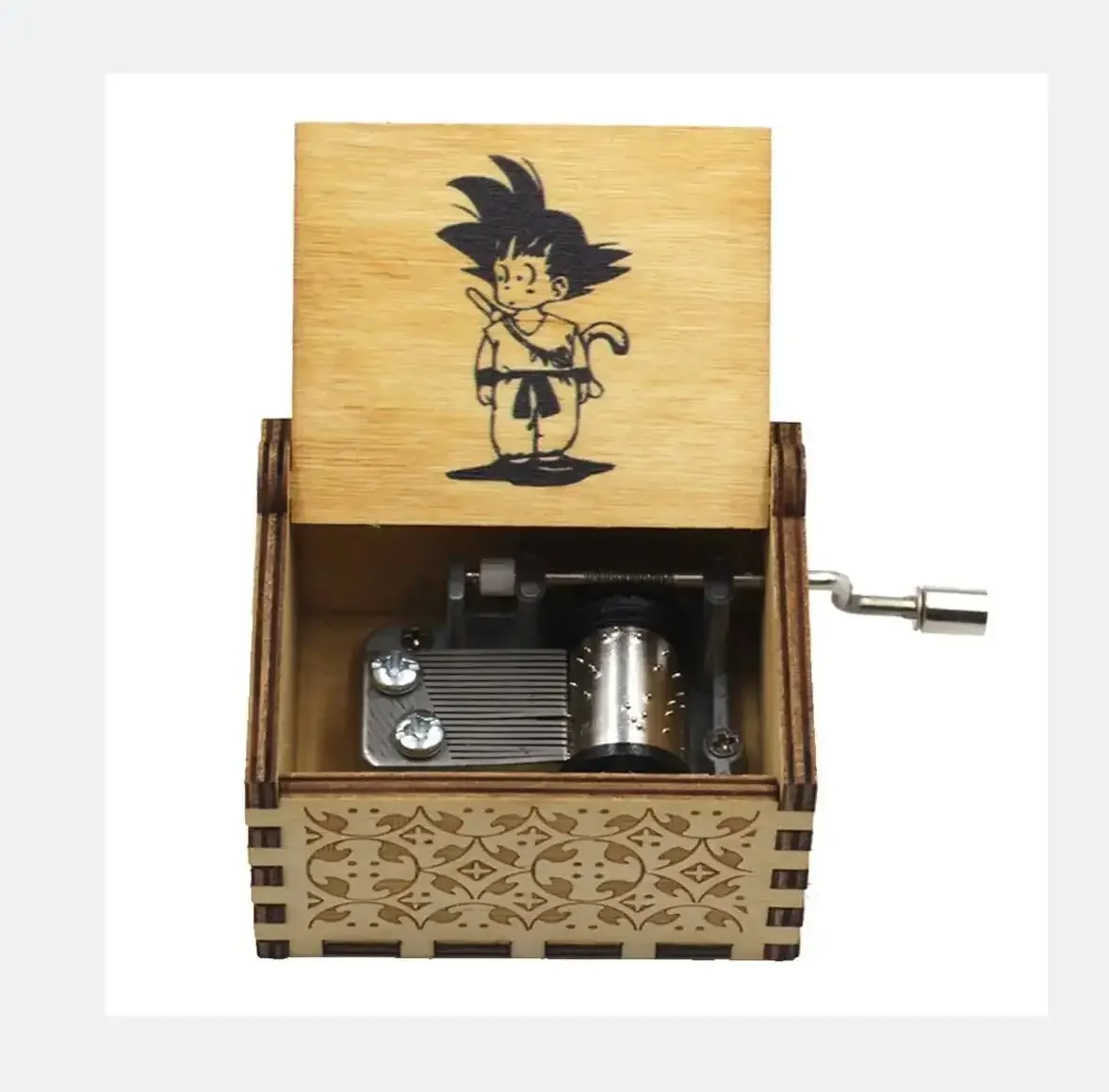 Antique carved Wooden Hand Crank Dragon Ball Z Music Box Action Figure Collection Model Toys Gifts Christmas Gift Birthday Gift