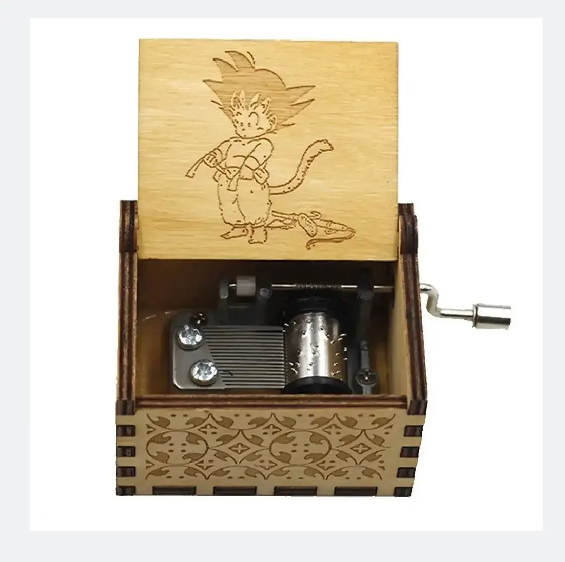 Antique carved Wooden Hand Crank Dragon Ball Z Music Box Action Figure Collection Model Toys Gifts Christmas Gift Birthday Gift