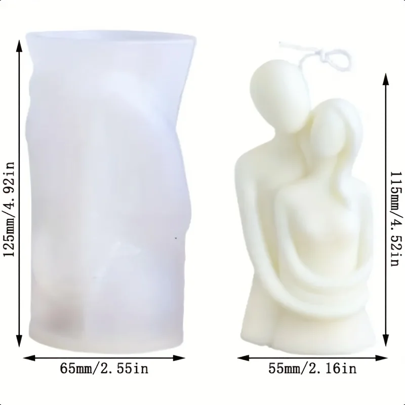 1 pc 3D Couple Hug Silicone Mold - Plaster Concrete Soy Wax Casting Candle Mold - For Christmas Valentine's Day Art Home Decor