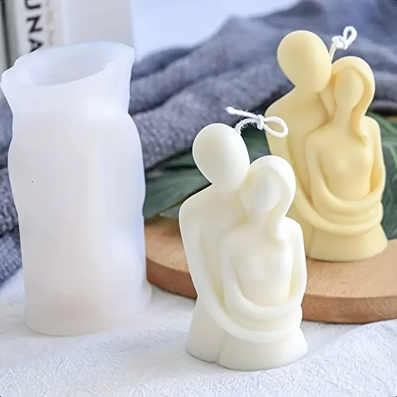 1 pc 3D Couple Hug Silicone Mold - Plaster Concrete Soy Wax Casting Candle Mold - For Christmas Valentine's Day Art Home Decor