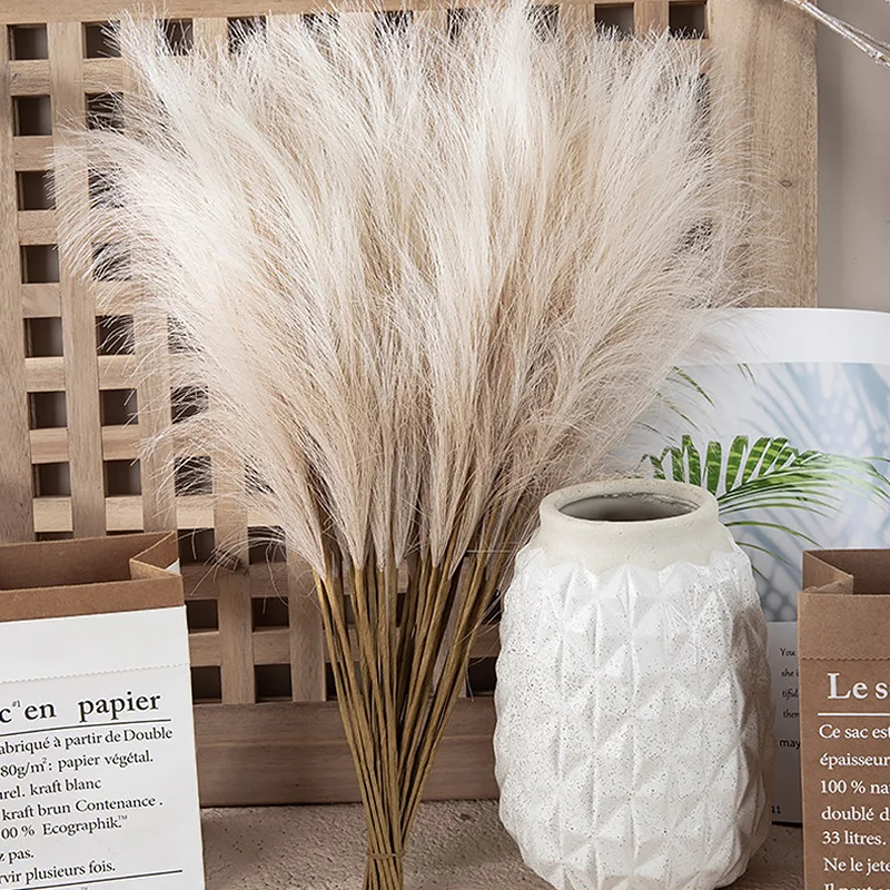 10pcs Artificial Reed Ins Wind Bouquet Imitation Flowers Bohemian Home Living Room Decor Fake Reed Christmas Wedding Decoration