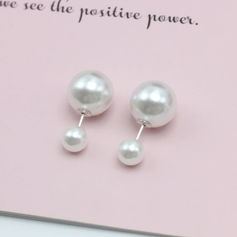 NEW 16mm Big Imitation Pearl Stud Earrings Women Europe and America Simple Round Ball Brincos Jewelry Birthday Friend Christmas