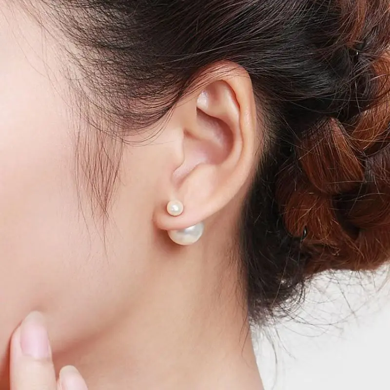 NEW 16mm Big Imitation Pearl Stud Earrings Women Europe and America Simple Round Ball Brincos Jewelry Birthday Friend Christmas