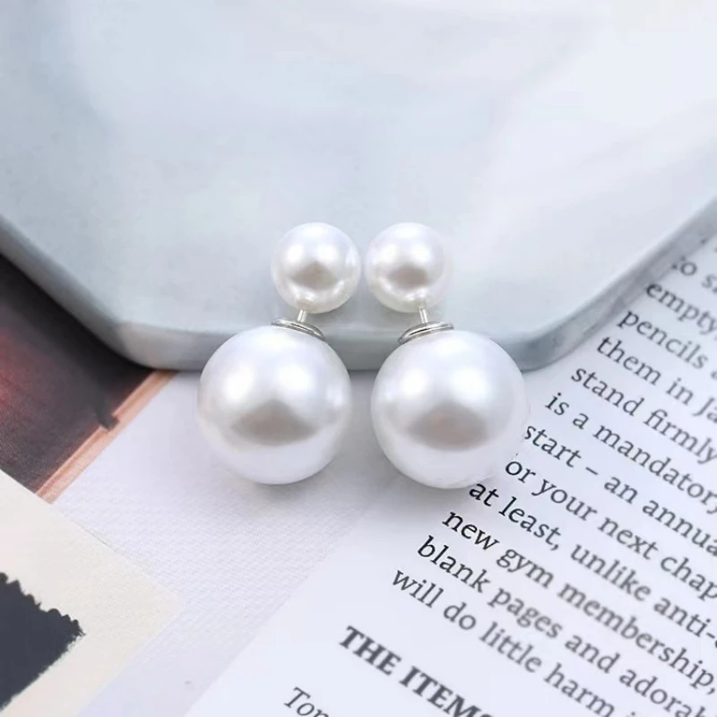 NEW 16mm Big Imitation Pearl Stud Earrings Women Europe and America Simple Round Ball Brincos Jewelry Birthday Friend Christmas