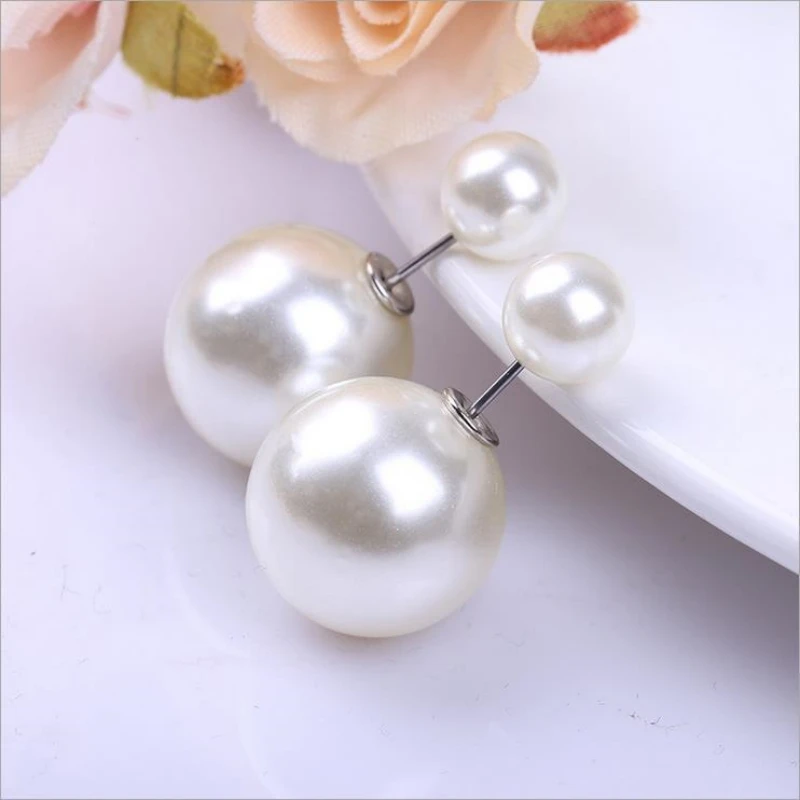 NEW 16mm Big Imitation Pearl Stud Earrings Women Europe and America Simple Round Ball Brincos Jewelry Birthday Friend Christmas