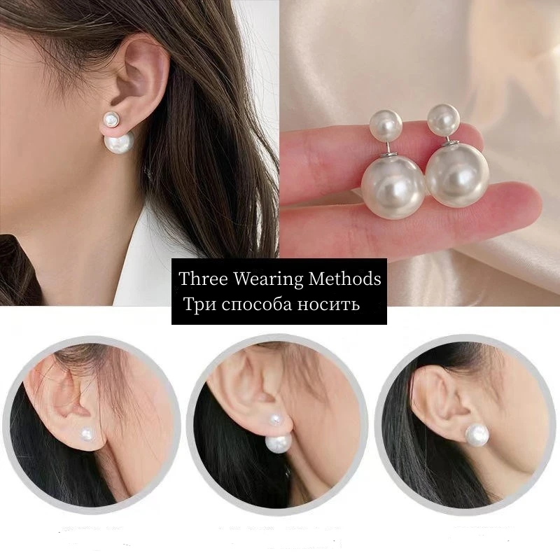 NEW 16mm Big Imitation Pearl Stud Earrings Women Europe and America Simple Round Ball Brincos Jewelry Birthday Friend Christmas