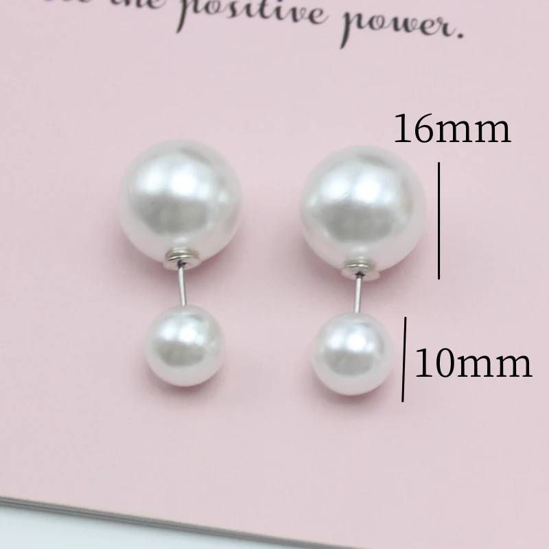 NEW 16mm Big Imitation Pearl Stud Earrings Women Europe and America Simple Round Ball Brincos Jewelry Birthday Friend Christmas