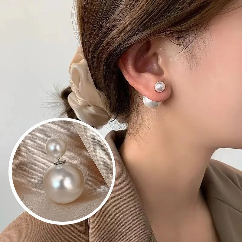 NEW 16mm Big Imitation Pearl Stud Earrings Women Europe and America Simple Round Ball Brincos Jewelry Birthday Friend Christmas