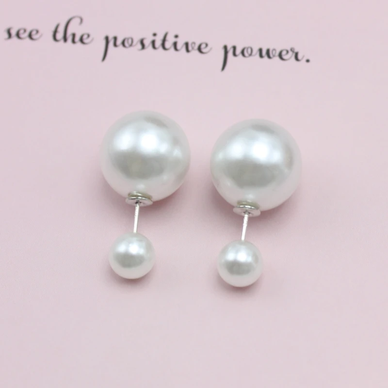 NEW 16mm Big Imitation Pearl Stud Earrings Women Europe and America Simple Round Ball Brincos Jewelry Birthday Friend Christmas