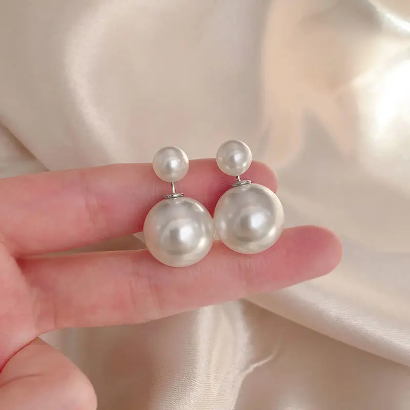 NEW 16mm Big Imitation Pearl Stud Earrings Women Europe and America Simple Round Ball Brincos Jewelry Birthday Friend Christmas