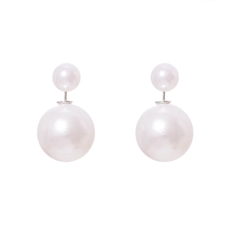 NEW 16mm Big Imitation Pearl Stud Earrings Women Europe and America Simple Round Ball Brincos Jewelry Birthday Friend Christmas