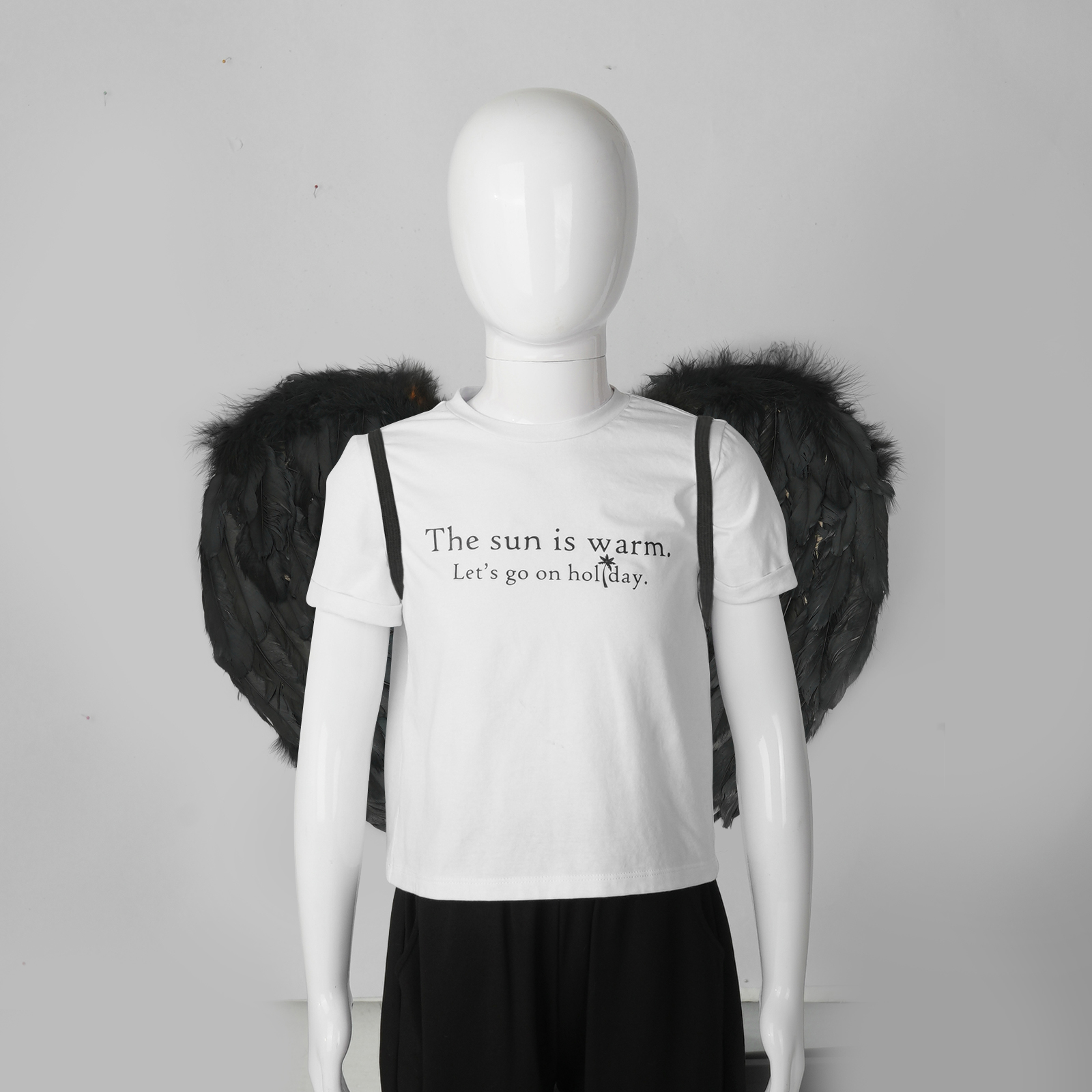 Halloween Feather Wings White Black Angel Wings Devil Wings with Elastic Straps for Adult Teens Christmas Costume Accessories