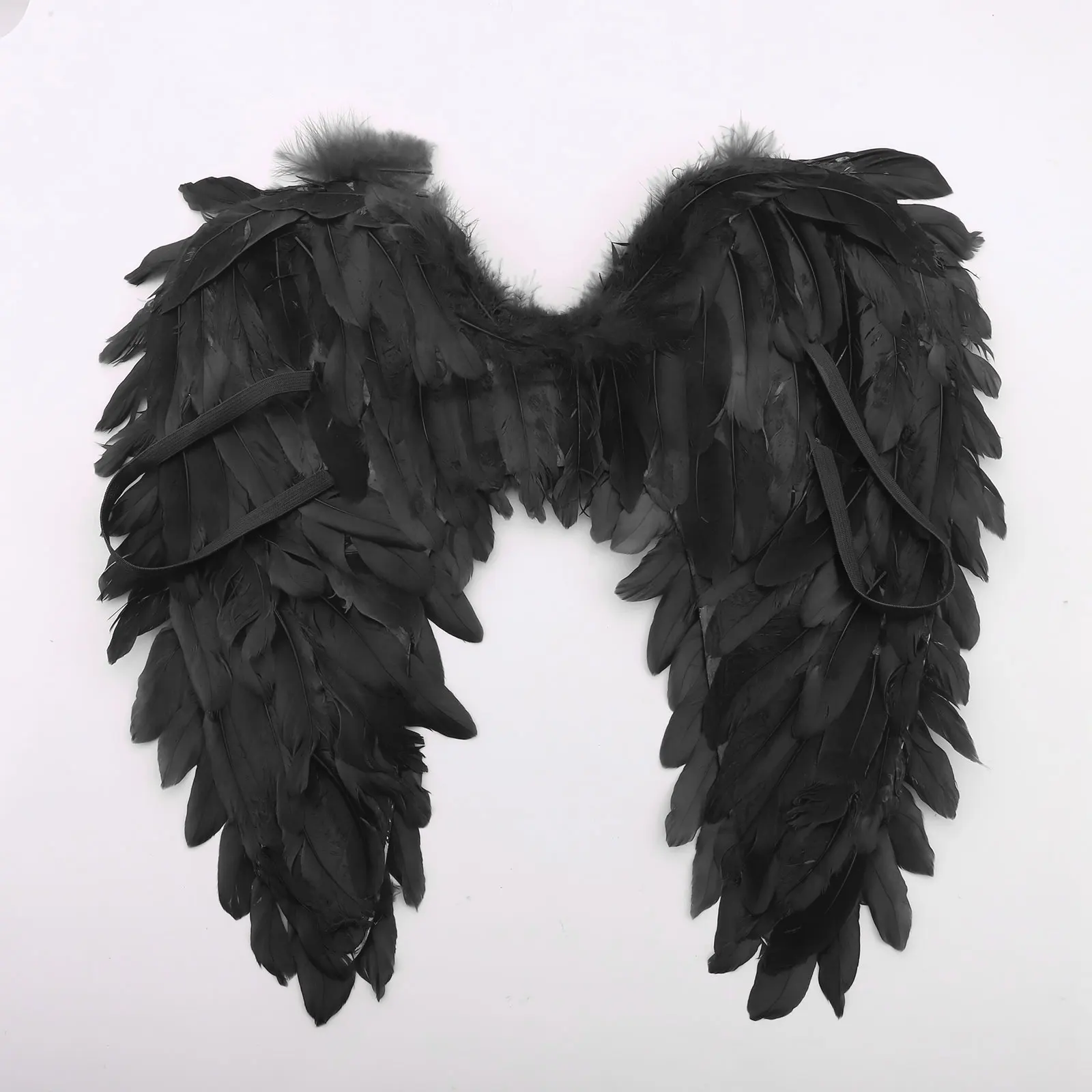 Halloween Feather Wings White Black Angel Wings Devil Wings with Elastic Straps for Adult Teens Christmas Costume Accessories
