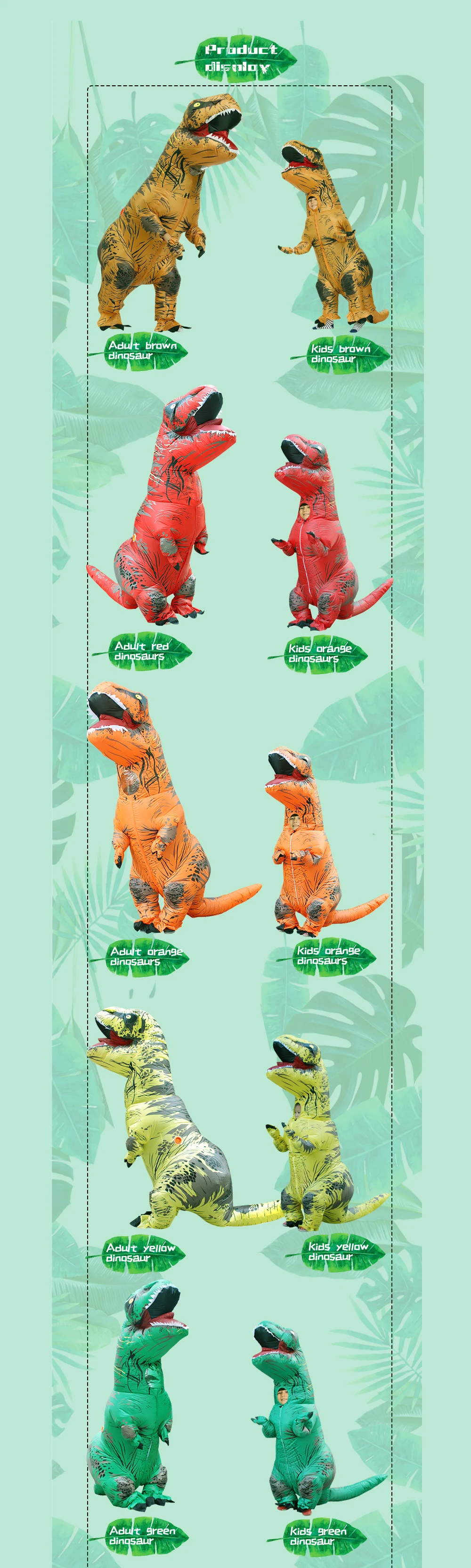 Halloween T-Rex Dinosaur Inflatable Costume Full Body Dinosaur Cosplay Adult Costumes Funny Party Props Christmas Costume Kids
