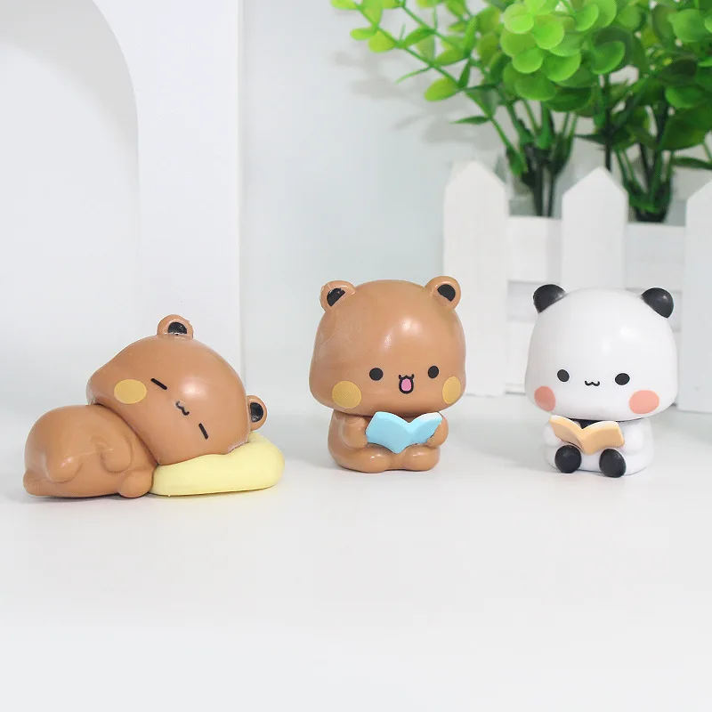 Cute Bubu Dudu Panda Bear Figure Toy Collectible Anime Accessories Kawaii Bear Doll Ornament Home Decor Birthday Christmas Gift