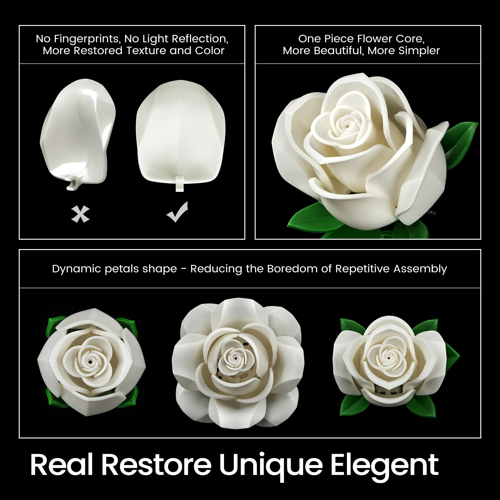 Roses Bouquet Building Blocks Set Artificial Flowers Home Decor Wedding Floral Bricks Toys Christmas Valentines Gift for Adults