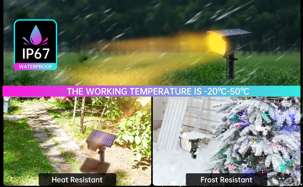 Swiatla 29LED RGB Solar Spotlight 7 Color Changing Christmas Decor Outdoor Landscape Lights IP67 Waterproof for Garden Patio